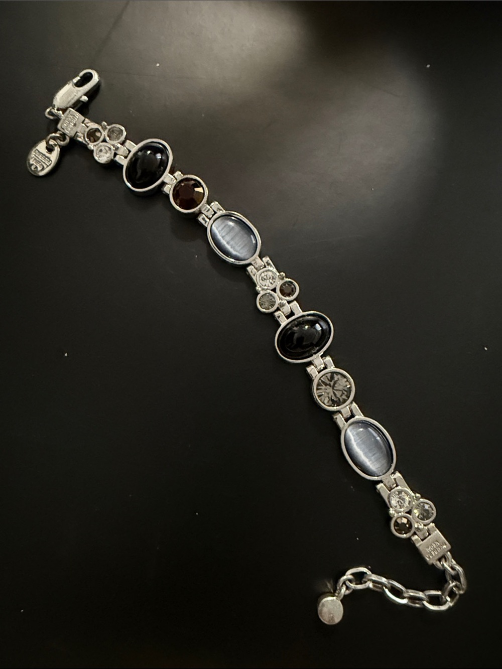 Vintage Dyrberg/Kern Silver Stone and Crystal Bracelet